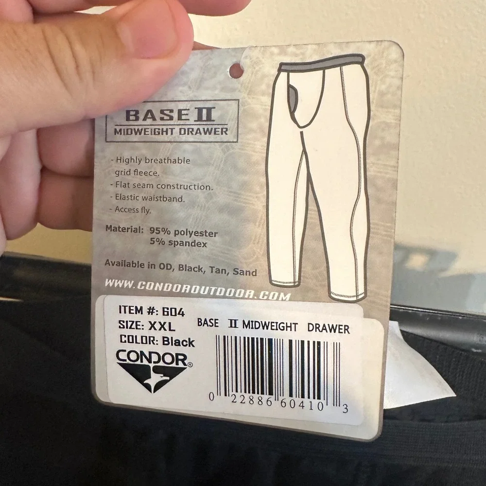 Condor Base II Midweight Drawer Mens XXL Black Grid Fleece Thermal Outdoor Pants